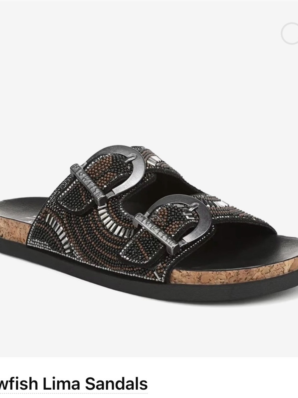 NEW Black Beaded Buckle Slide Sandals